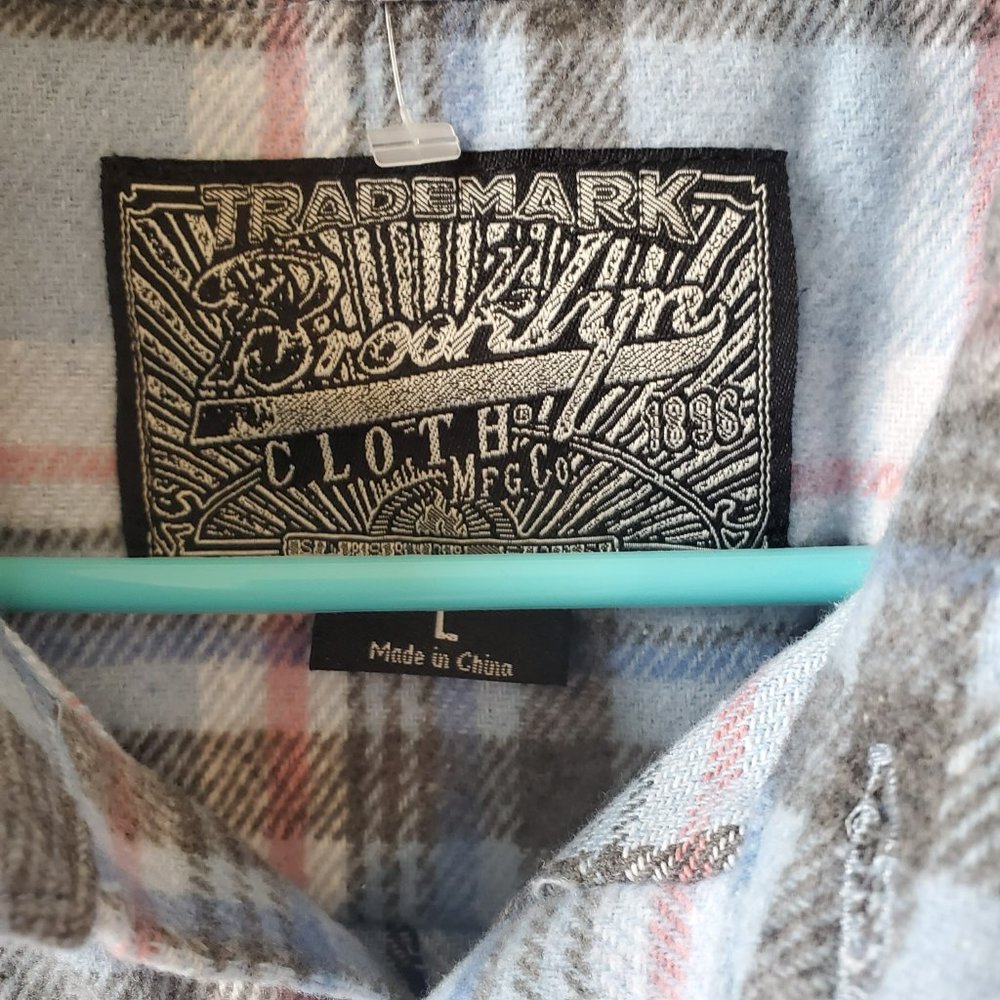 Brooklyn Cloth Heavy Flannel Shacket for Men Blue Size Large NWT - Picture 4 of 5